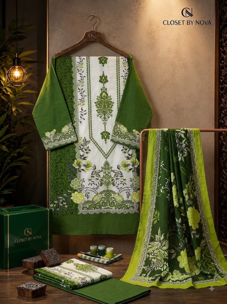 প্রিমিয়াম কালামকারি কটন থ্রি-পিস